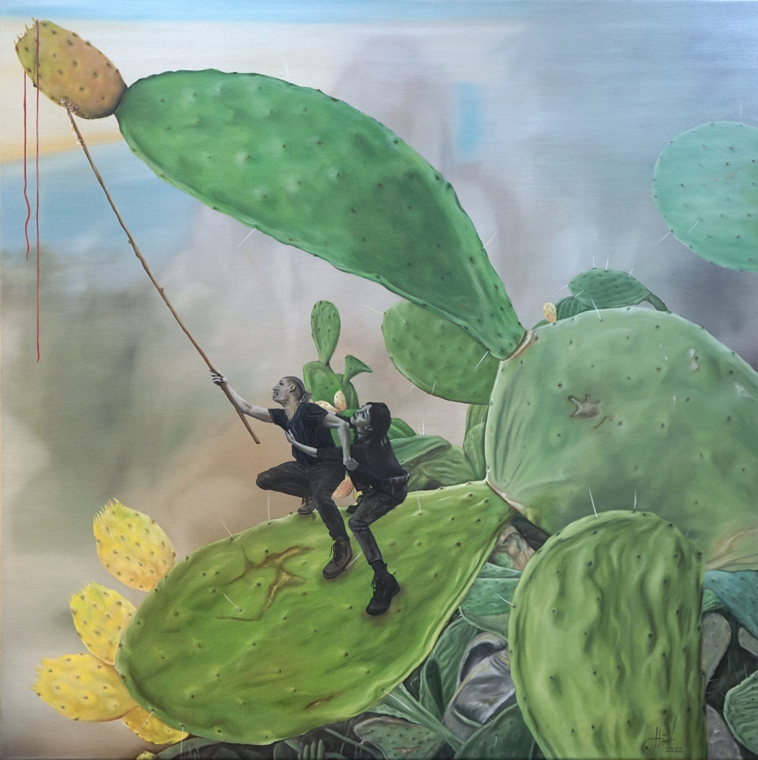 Der Saft der Kaktusfeige, 100x100cm, 2022 aus der Serie "Das rechte Maß"
